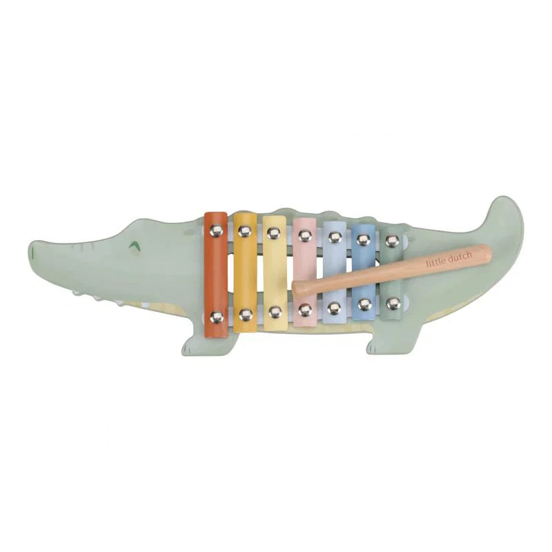 Xilofono Coccodrillo in legno con note colorate – Little Dutch