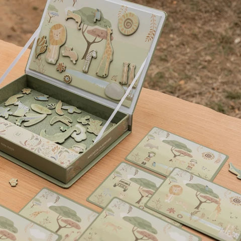 Lavagna magnetica Safari Friends con 6 carte – Little Dutch