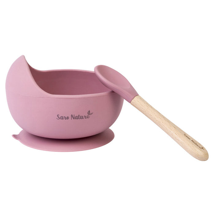 Set Pappa Neonato Silicone e Legno - Scodella Svezzamento con Cucchiaio