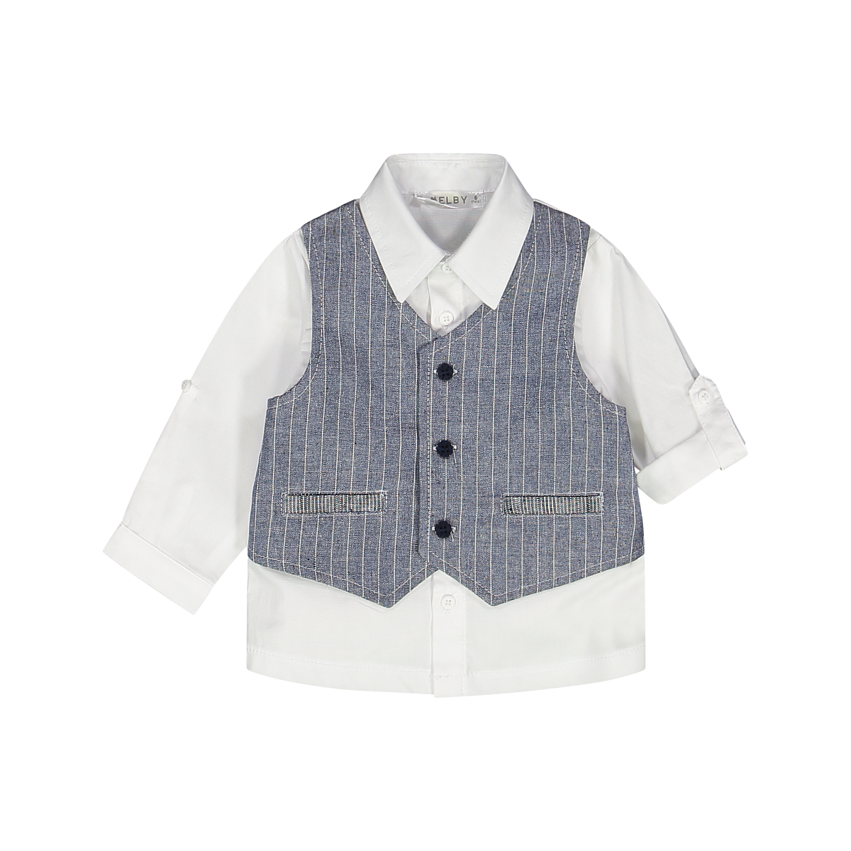 Camicia con Gilet Gessato Neonato – Cotone Melby