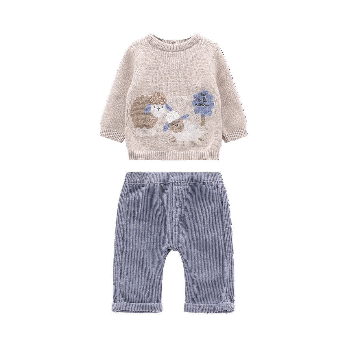 Completo Tricot e Velluto Neonato - Melby
