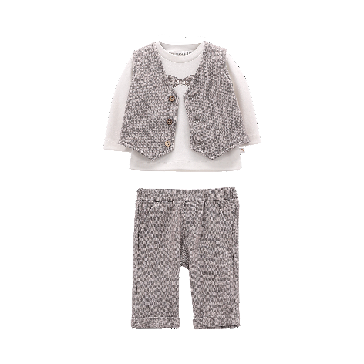 Completo Felpa Stretch Invernale Neonato Melby - Morbido e Caldo
