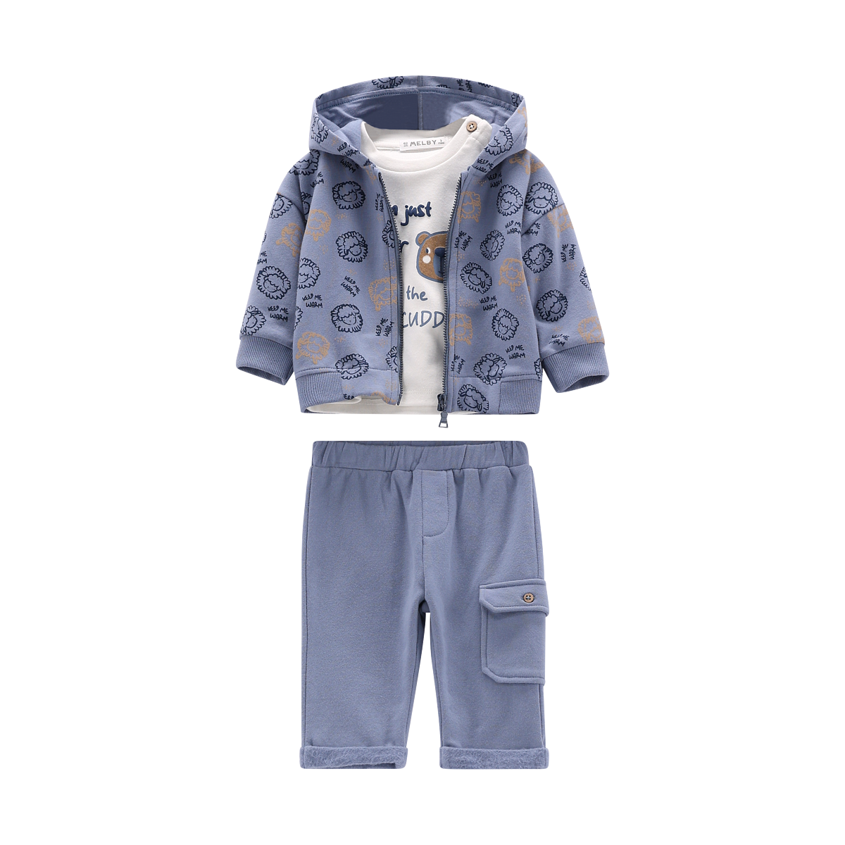 COMPLETO FELPA STRETCH INVERNALE E INTERLOCK NEONATO - MELBY