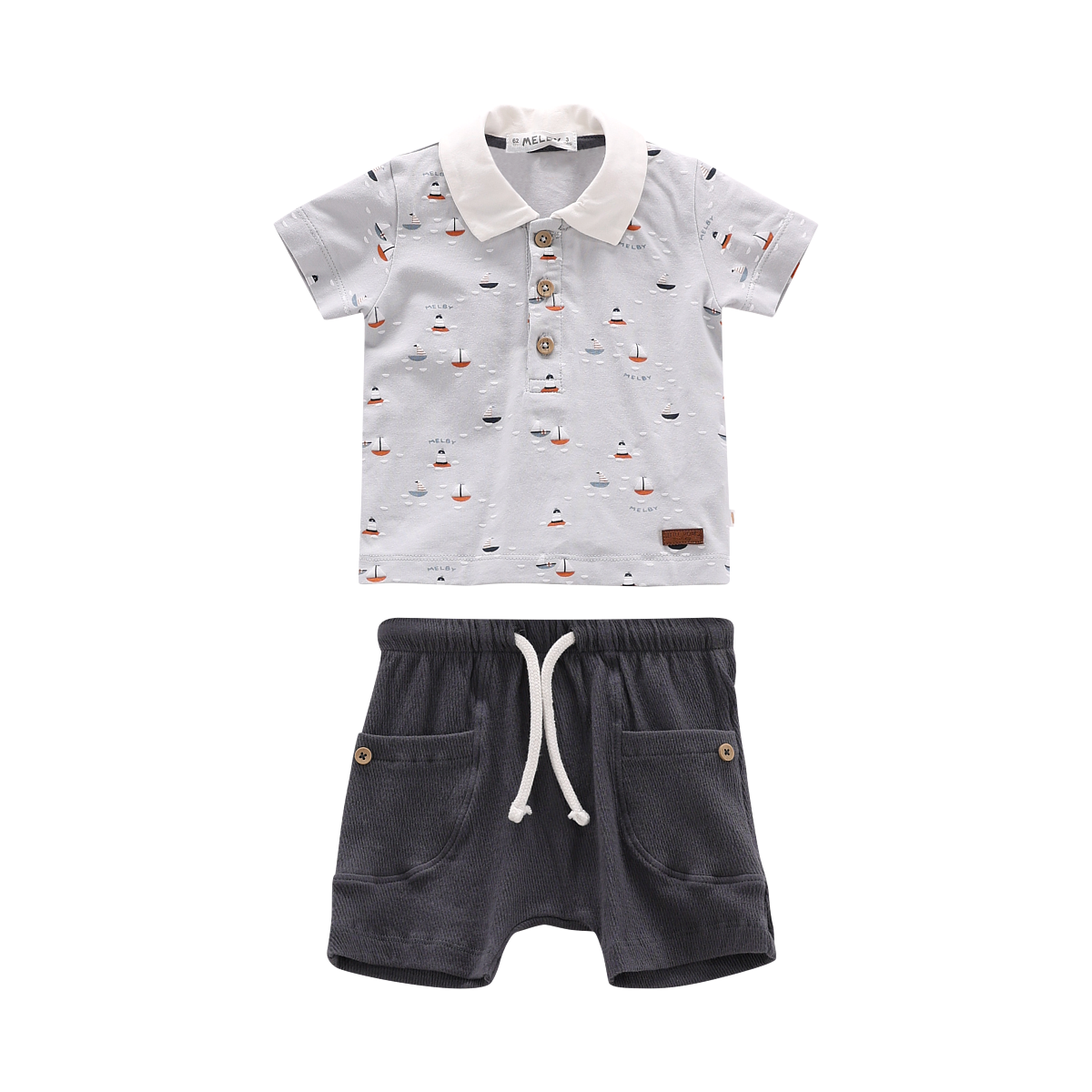 COMPLETO NEONATO POLO E PANTALONCINO TEMA MARINAIO