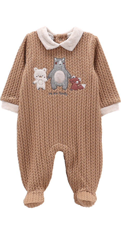 Tutina con Piedini in Ciniglia a Trecce Animaletti del Bosco Neonato – Melby