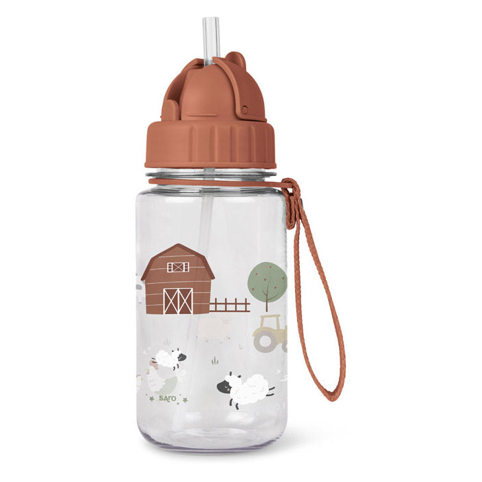 Borraccia Bambini con Cannuccia Antigoccia Farm - Saro | 400ml Scuola e Asilo