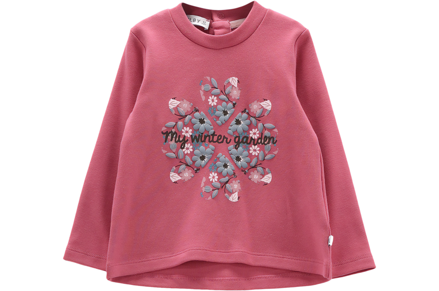 Maglia a Manica Lunga Bambina "My Winter Garden" Rosa Antico – Cotone Melby