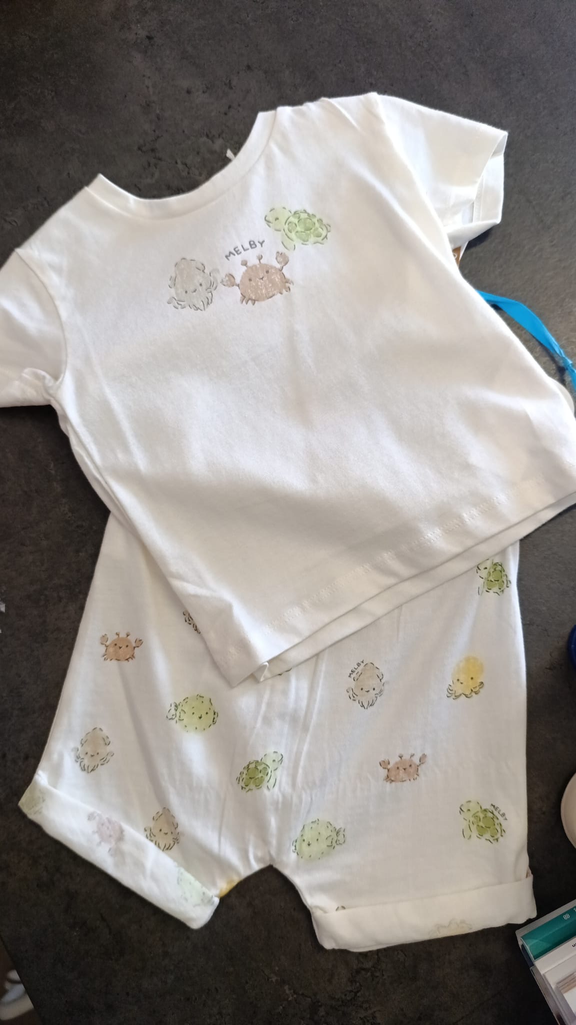 Completo 2 Pezzi Bianco Bio Granchi - Cotone Biologico - MELBY