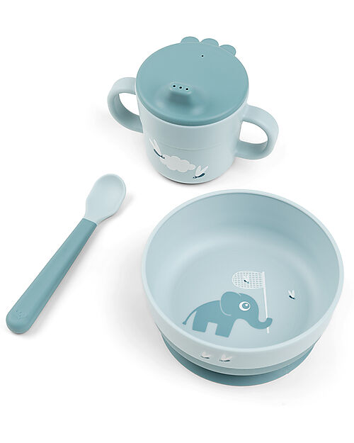 Set Pappa Foodie - Ciotola Tazza e Cucchiaio - Elphee - Blu - 100% PP Alimentare - done by deer