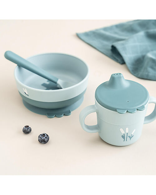 Set Pappa Foodie - Ciotola Tazza e Cucchiaio - Elphee - Blu - 100% PP Alimentare - done by deer