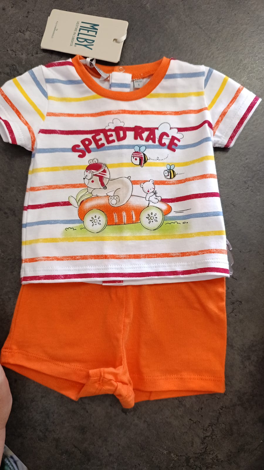 Completino Neonato 2 Pezzi Arancio - Cotone Estivo - MELBY