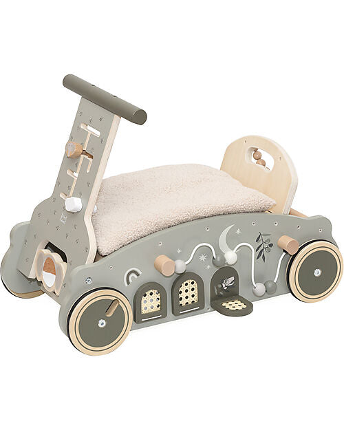 Dondolo Girello Macchina 3 in 1 Oliva Label Label - Legno FSC 2+ Anni