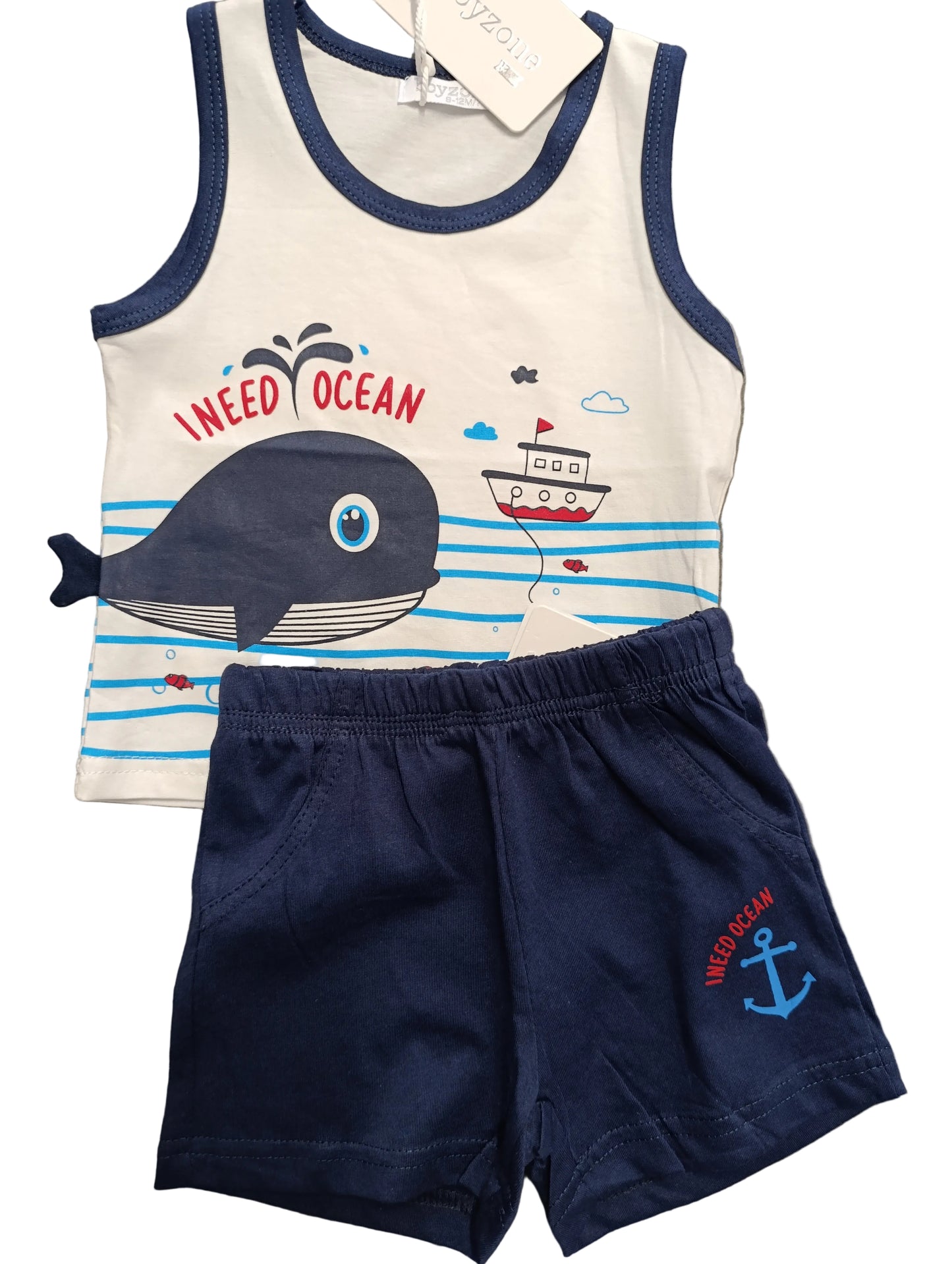 Completino Estivo Balena Boyzone - Canotta e Pantaloncini Freschi per Bambino
