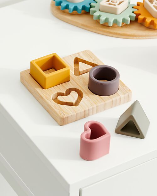 GIOCO INCASTRO BAMBU E SILICONE - COLORI DELLA TERRA -TICKIT