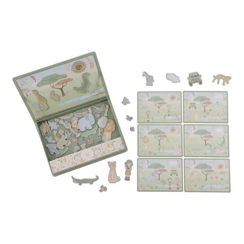 Lavagna magnetica Safari Friends con 6 carte – Little Dutch