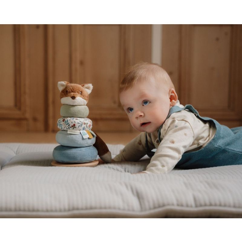 Anelli Impilabili Volpe Little Dutch - Gioco Legno Base Oscillante 12m+