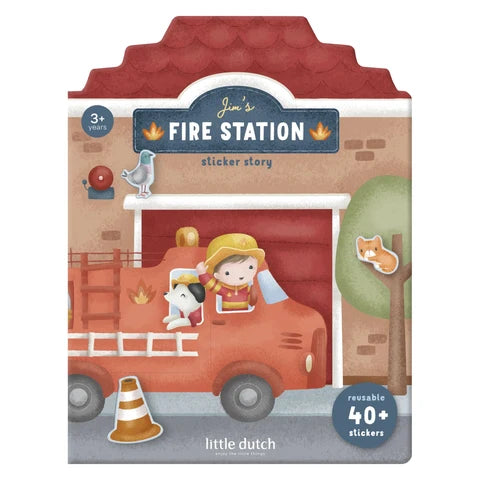 Libro attacca-stacca Jim il Pompiere con adesivi – Little Dutch