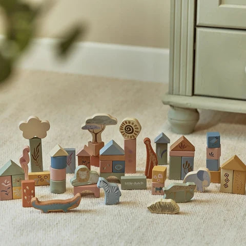 Blocchi da costruzione in legno Safari verdi – Little Dutch