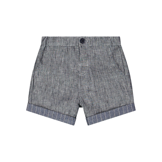 Pantaloncino Lino Gessato Blu Neonato – Lino Melby