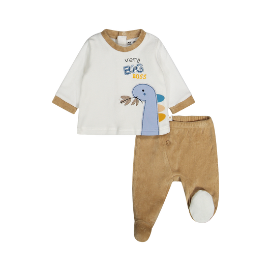 Completino 2 Pezzi Neonato Ciniglia Cotone Bio Melby - Set Bambino Ecologico