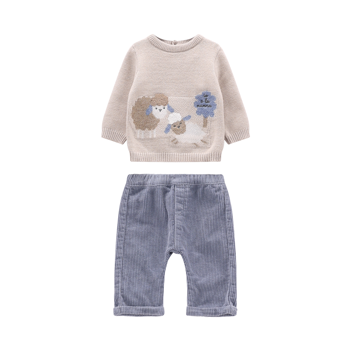 Completo Tricot e Velluto Neonato - Melby