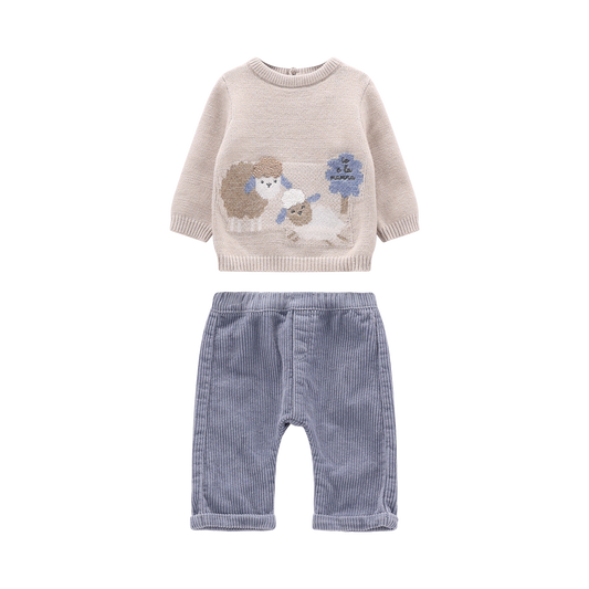 Completo Tricot e Velluto Neonato - Melby