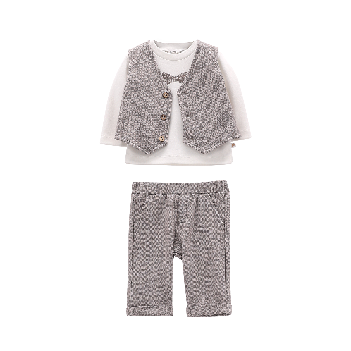 Completo Felpa Stretch Invernale Neonato Melby - Morbido e Caldo