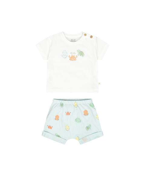 Completino 2 Pezzi Bio Celeste Granchi - Cotone Biologico - MELBY
