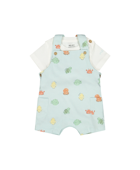 Salopette Celeste Bio Neonato Granchi - Cotone Biologico - MELBY