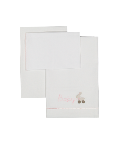 Set Lenzuolo Carrozzina Mussola Cotone Neonata - Baby Rosa - Melby