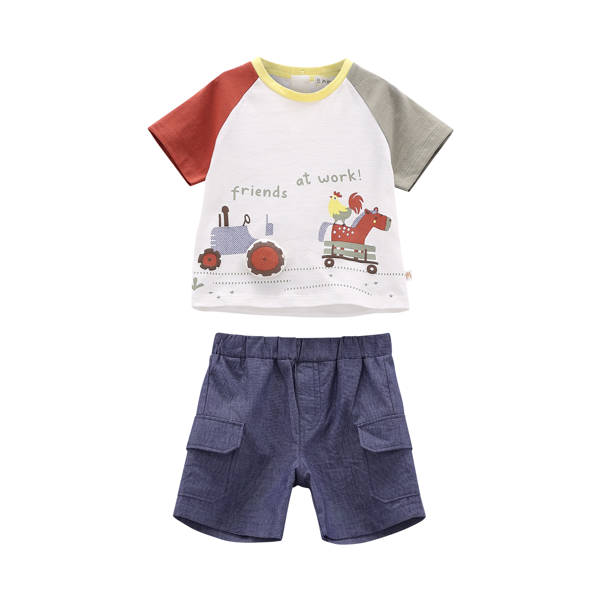 COMPLETO NEONATO BERMUDA CARGO DENIM E T-SHIRT