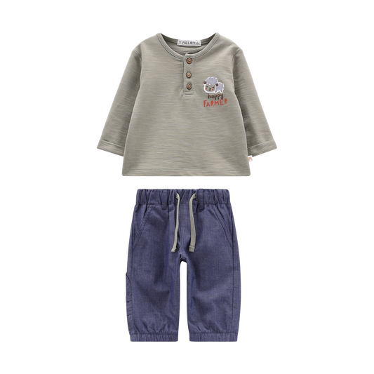 COMPLETO NEONATO MAGLIA E PANTALONE JOGGER DENIM