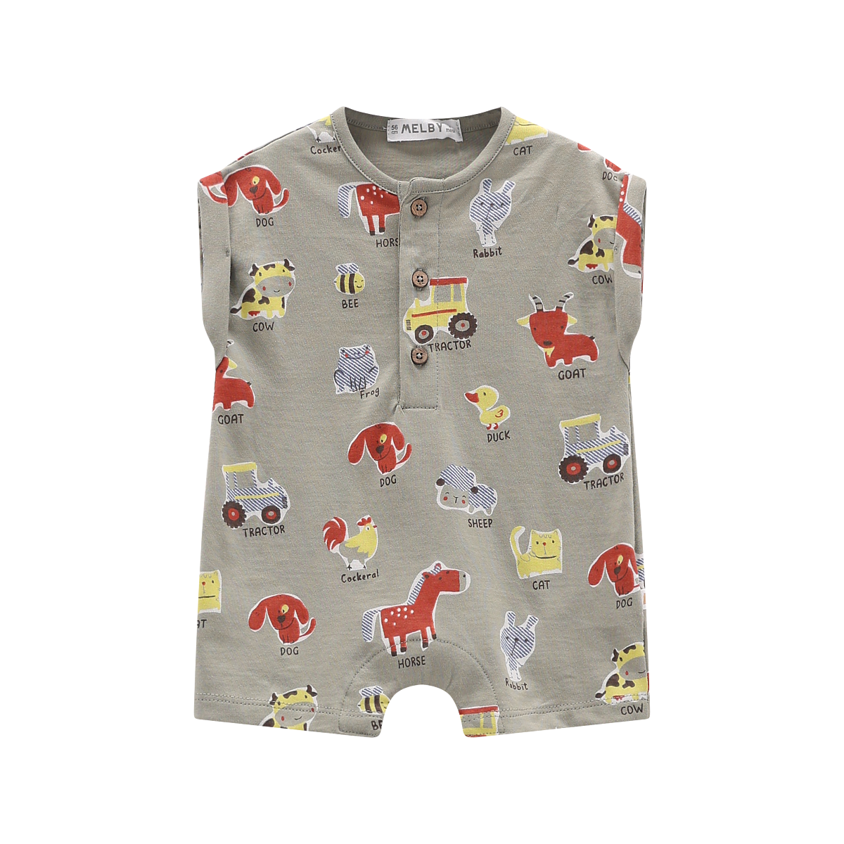 Pagliaccetto Neonato Jersey Girocollo Stampa Farm | MELBY