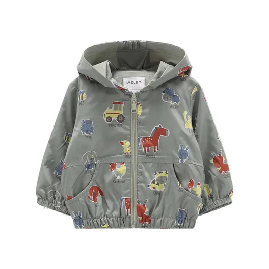 Giubbino Nylon Stampa Animali Fattoria Neonato – Melby