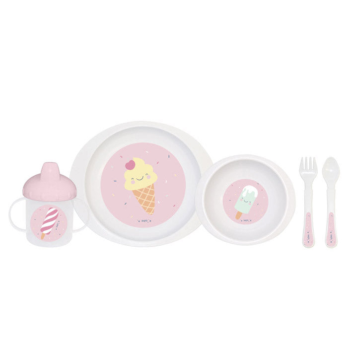 Set Pappa Completo 5 Pezzi Ice Cream - Saro | Stoviglie Bambini Colorate