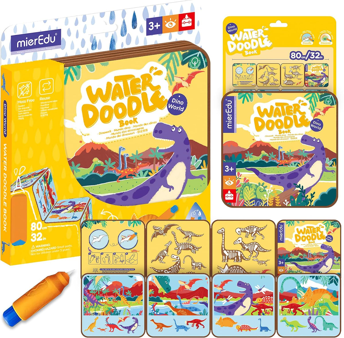 Libro da Colorare con Acqua Dinosauri Riutilizzabile MierEdu