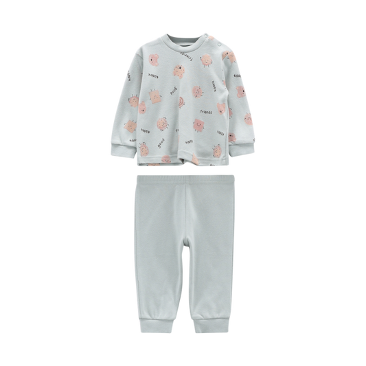 Pigiama Lungo Interlock Stampa Pulcini Neonato – Cotone Melby