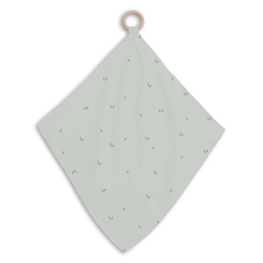 Doudou Neonato con Anello Dentizione in Legno - Mussola Cotone Organico