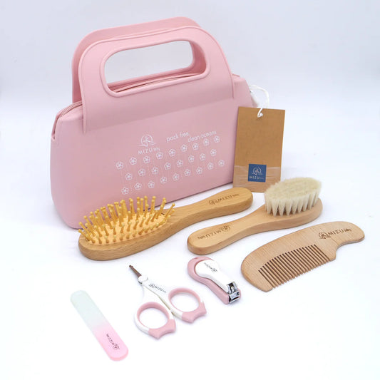 POCHETTE IN SILICONE CON KIT IGIENE ROSA-MAMI-MIZU BABY