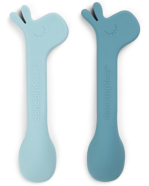 Set 2 Cucchiai in Silicone per Bambini - Lalee - Blu - done by deer