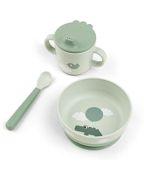 Set Pappa Foodie - Ciotola Tazza e Cucchiaio - Happy Clouds - Verde -  - done by deer