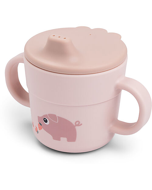 Tazza con Beccuccio e Manici - Tiny Farm - Cipria - 100% Silicone Alimentare - done by deer