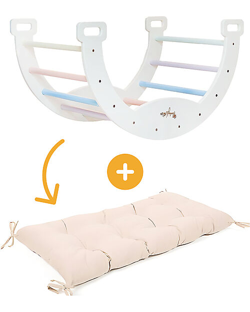 Arco Montessori Rainbow Cotton Candy con Cuscino - Gioco Equilibrio Bambini