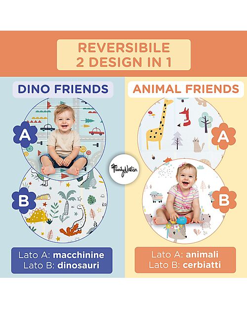 Tappeto Gioco Pieghevole Montessori 2 in 1 Reversibile e Morbido