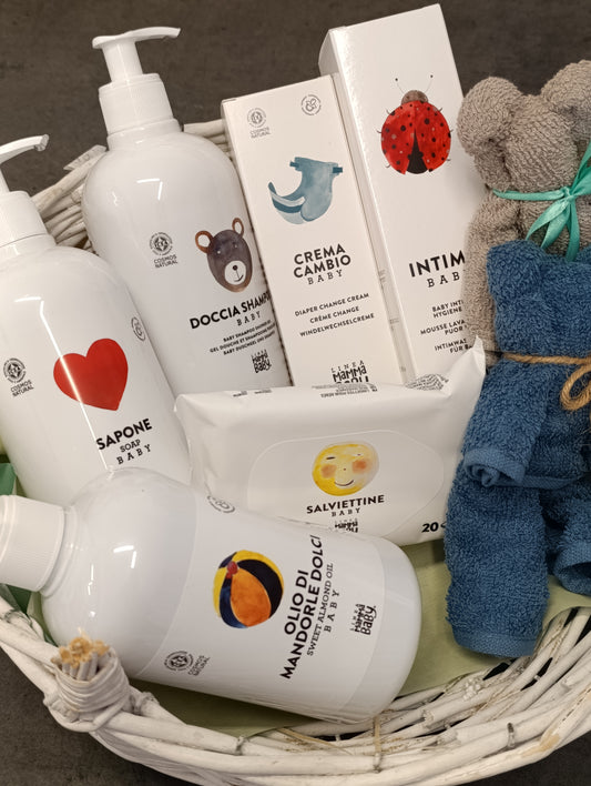 Cesto Regalo Nascita Bio MAMMAbaby - Prodotti Naturali Certificati COSMOS