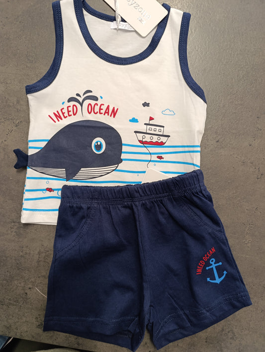 Completino Estivo Balena Boyzone - Canotta e Pantaloncini Freschi per Bambino