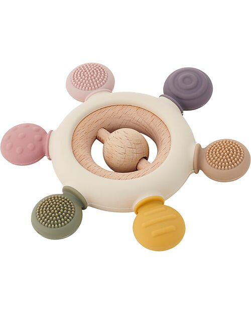 Massaggiagengive con Sonaglio - Terra - Silicone Alimentare e Legno di Faggio