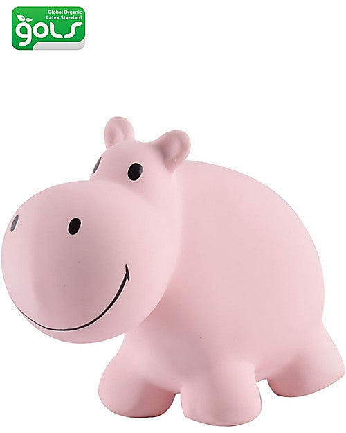 3-in-1 Sonaglio Ippopotamo, Massaggiagengive, Gioco da Bagno, My First Zoo - 100% Caucciù Naturale