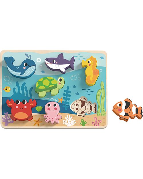 Puzzle Incastro Legno Oceano Tooky Toy - Gioco Educativo 12+ Mesi